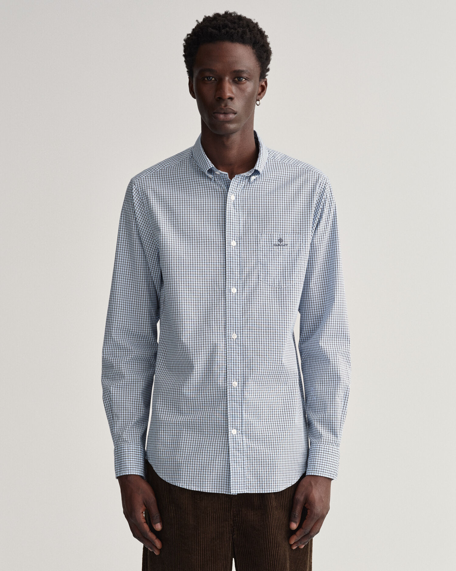 Gant Camisa de le\u00f1ador azul-blanco estampado repetido sobre toda la superficie Moda Camisas de vestir Camisas de leñador 